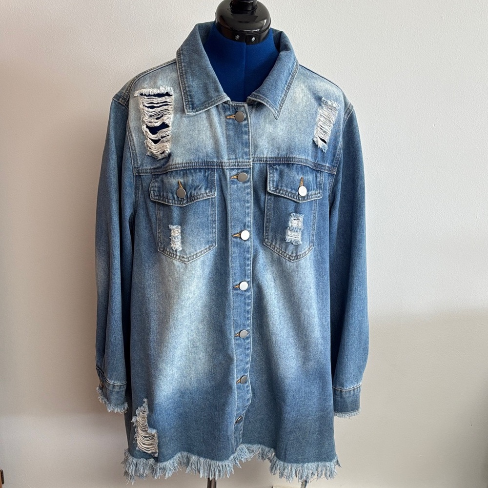 NWOT SHEIN Distressed Denim Jacket